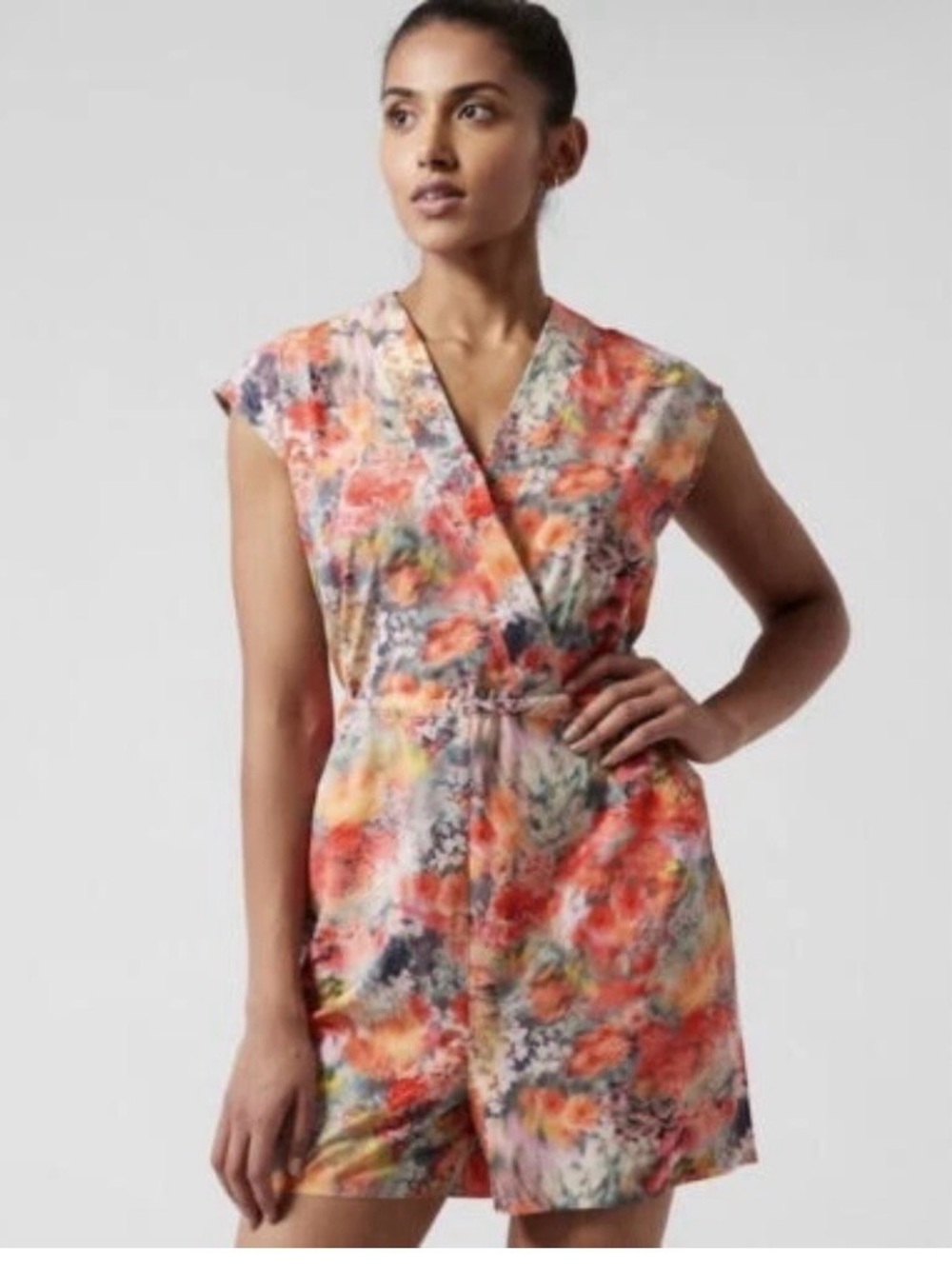 Athleta Marlow Romper in Pink Bloom.
